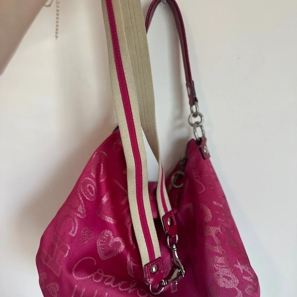 Glam Hot Pink Coach x Poppy Tote Purse - Picture 3 of 7